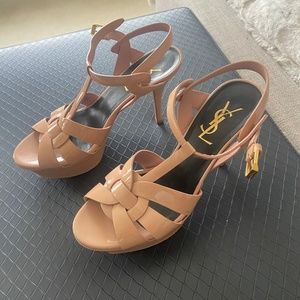 YSL Tribute Patent Leather Sandal,